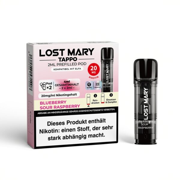 Lost Mary Tappo 2x 600 Züge Blueberry Sour Raspberry