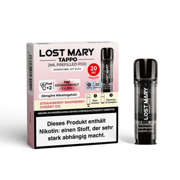 Lost Mary Tappo 2x 600 Züge Strawberry Raspberry Cherry Ice