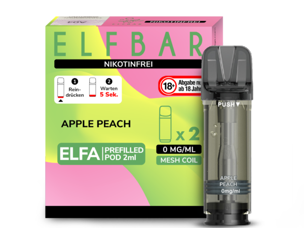 Elf Bar Elfa 2x 600 Züge Peach Apple 0mg