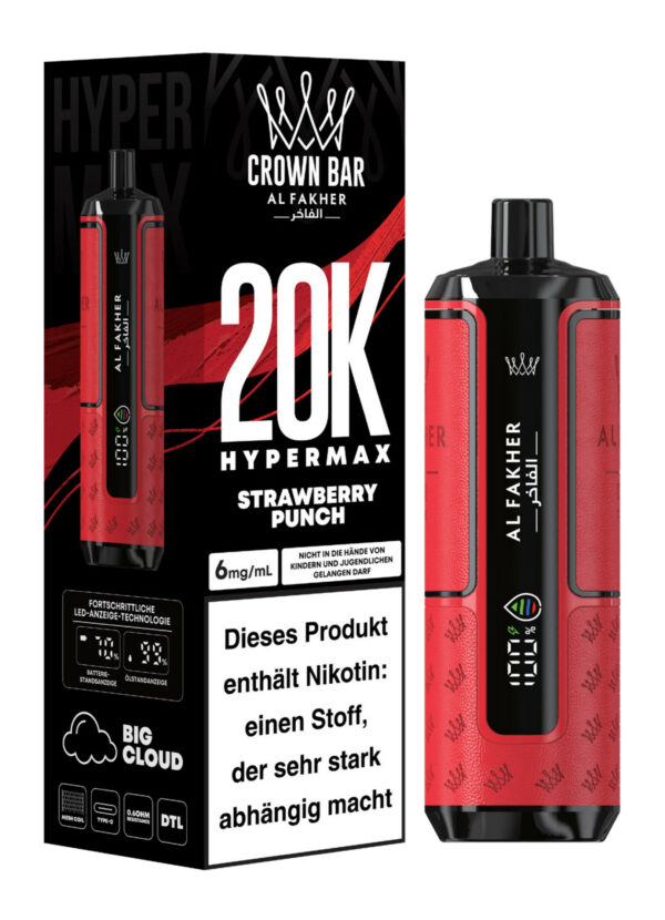 Alfakher 20k Crown Bar Hypermax Strawberry Punch