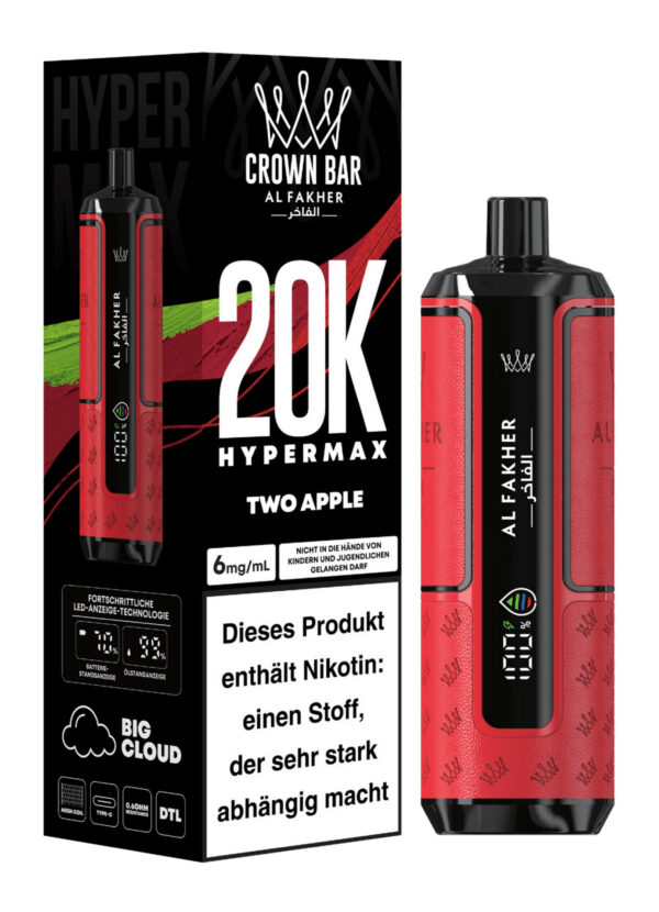 Alfakher 20k Crown Bar Hypermax Two Apple