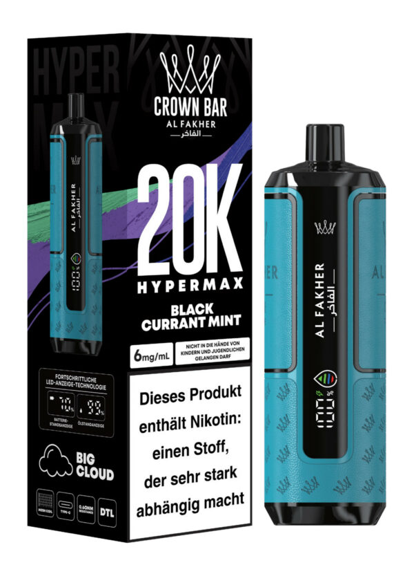 Alfakher 20k Crown Bar Hypermax Blackcurrant Mint