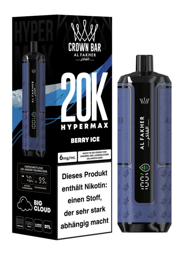 Alfakher 20k Crown Bar Hypermax Berry Ice