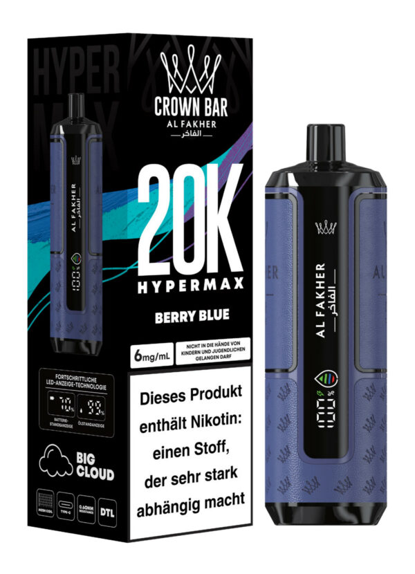 Alfakher 20k Crown Bar Hypermax Berry Blue