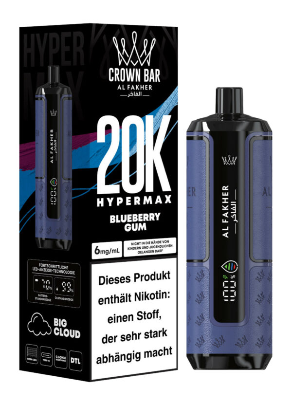 Alfakher 20k Crown Bar Hypermax Blueberry Gum