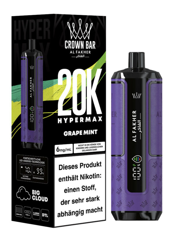 Alfakher 20k Crown Bar Hypermax Grape Mint