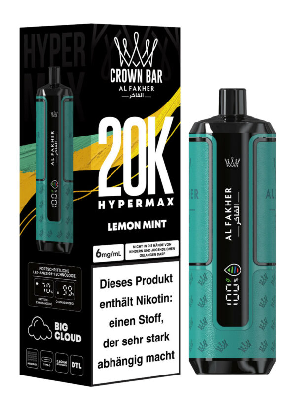 Alfakher 20k Crown Bar Hypermax Lemon Mint