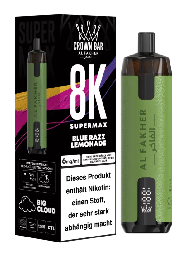 Alfakher 8k Crownbar Supermax Blue Razz Lemonade