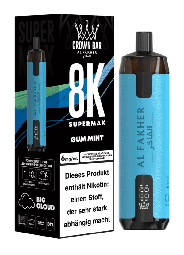 Alfakher 8k Crownbar Supermax Gum Mint