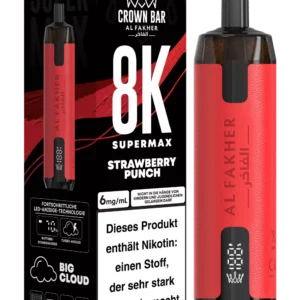 Alfakher 8k Crown Bar Supermax Strawberry Punch